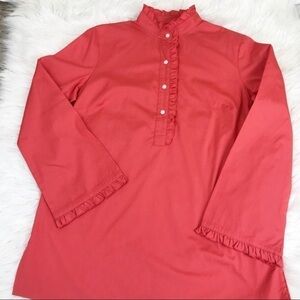 𝅺LANDS’ End Ruffled Long Sleeve Shirt Pullover S